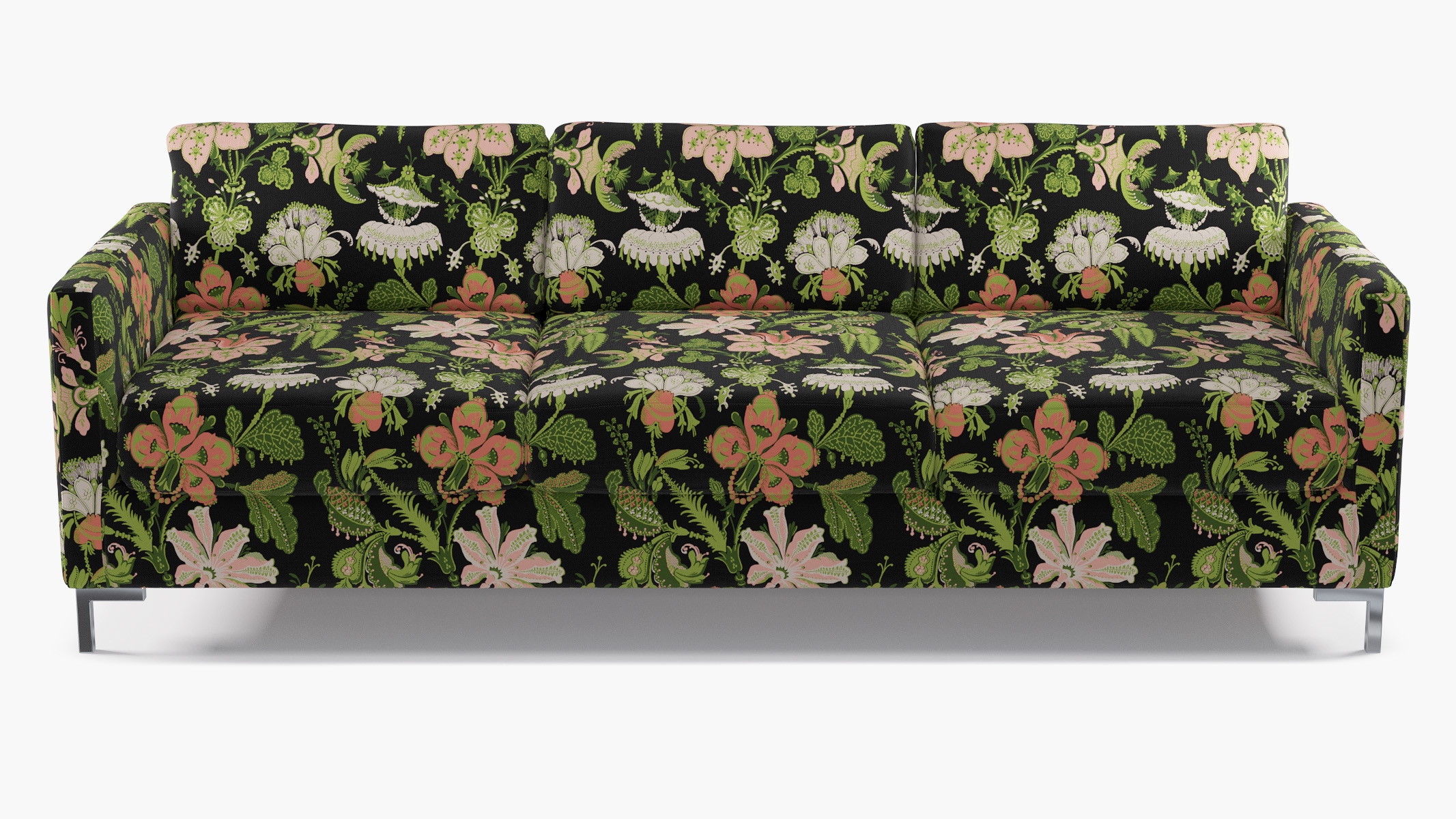 Modern Sofa, Coral Onyx Rossetta, Chrome L Leg - Image 0