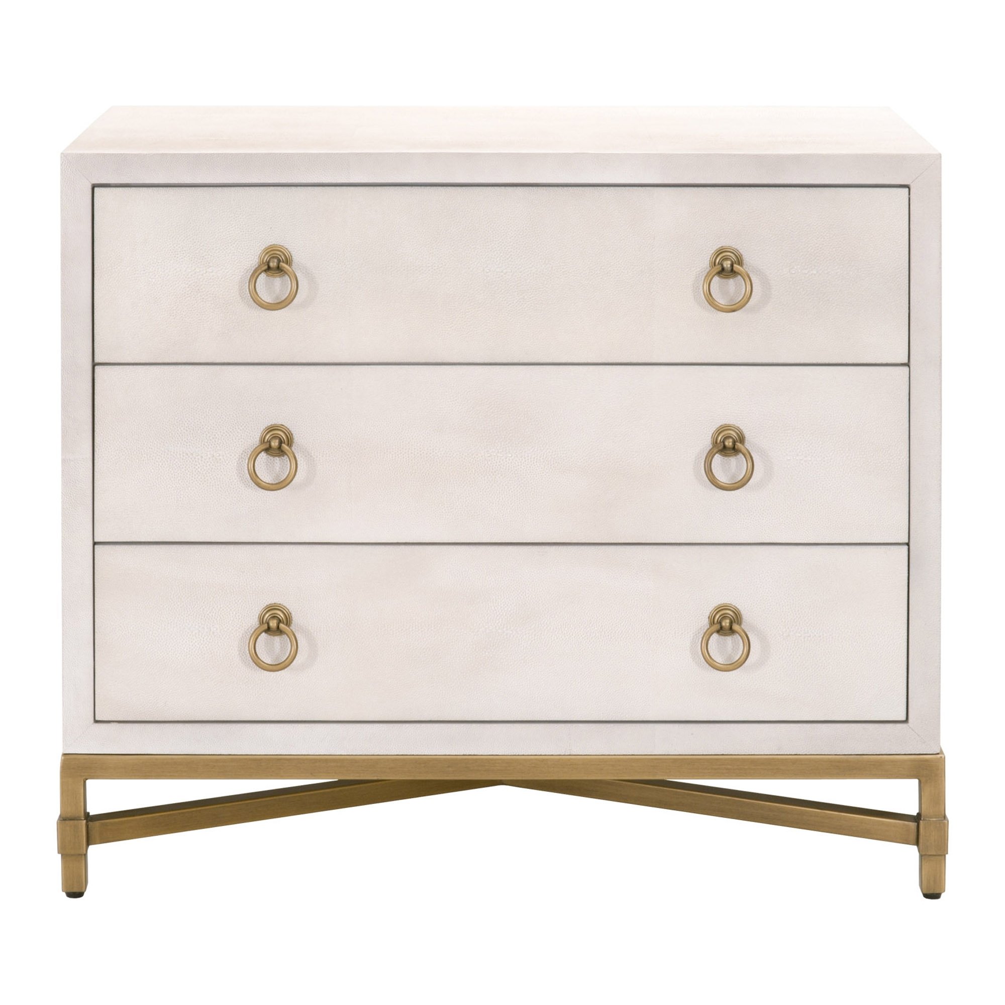 Colette Shagreen Nightstand, White & Gold - Image 0