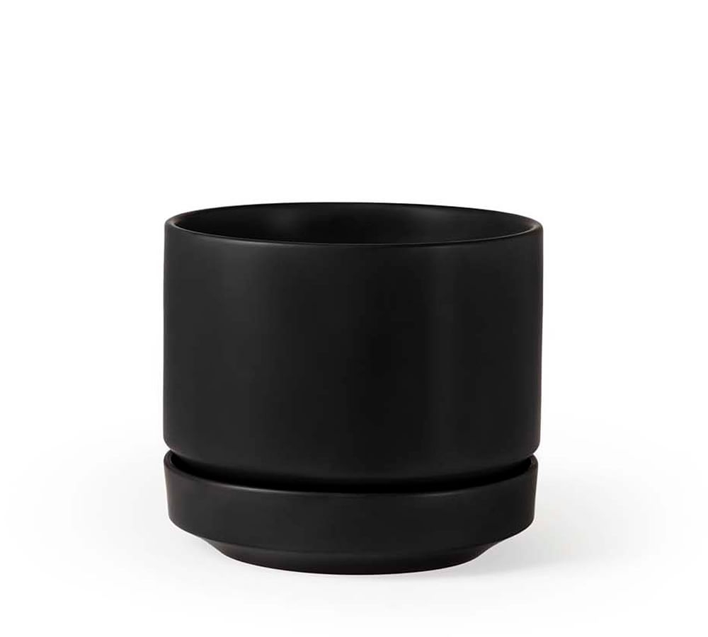 Modern Black Ceramic Planter, 4" - Image 0