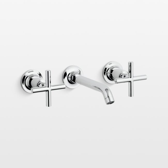 Kohler ® Purist ® Polished Chrome Wall-Mounted Bathroom Sink Faucet and Handles - Image 0