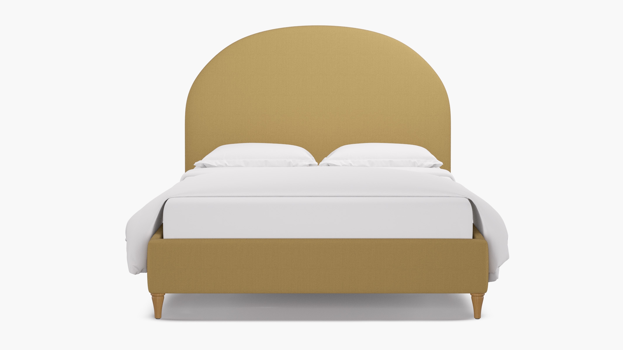 Demilune Bed, French Yellow Everyday Linen, Natural Decorative Tapered Leg, King - Image 0