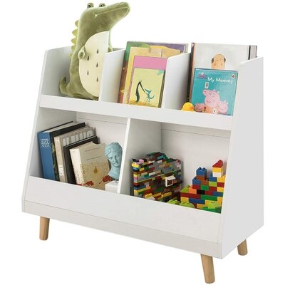 Children Kids Storage Bookcase,Book Shelf And Toy Bin Organizer,White - Image 0
