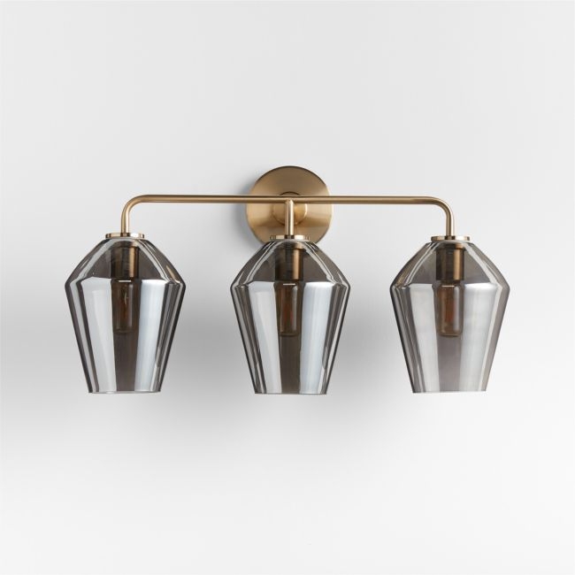 Arren Brass 3-Light Wall Sconce with Silver Angled Shades - Image 0