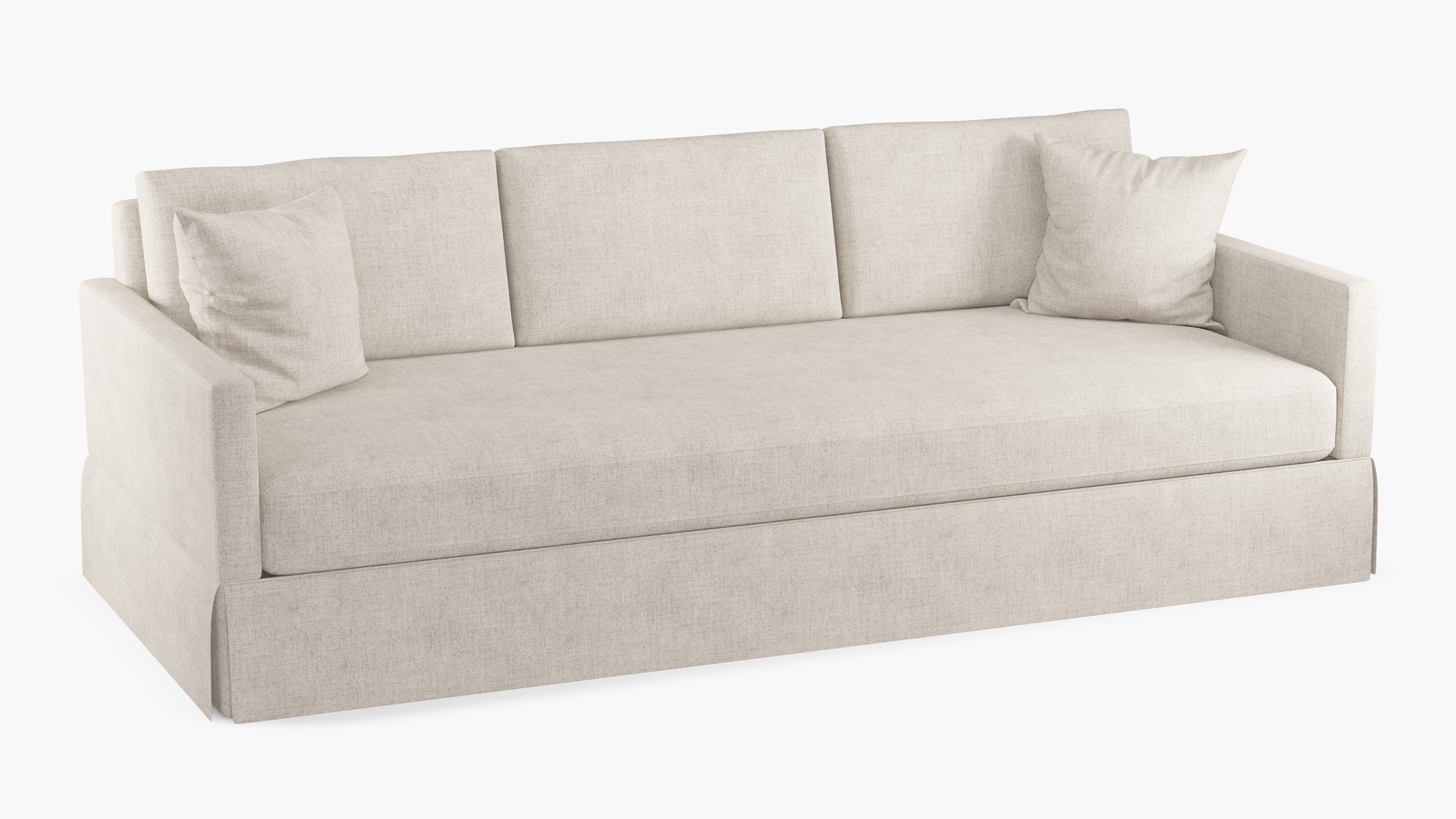 Skirted Sleeper Sofa, Creme Luxe Linen - Image 1