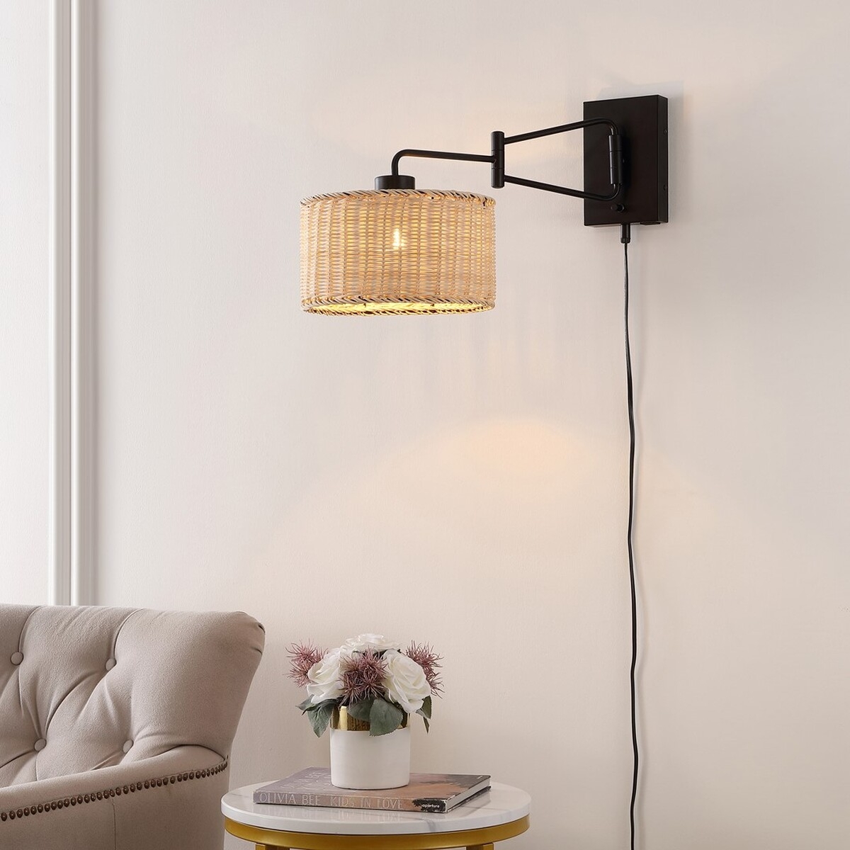 Bramley 21" Wall Sconce - Natural / Black - Safavieh - Image 1