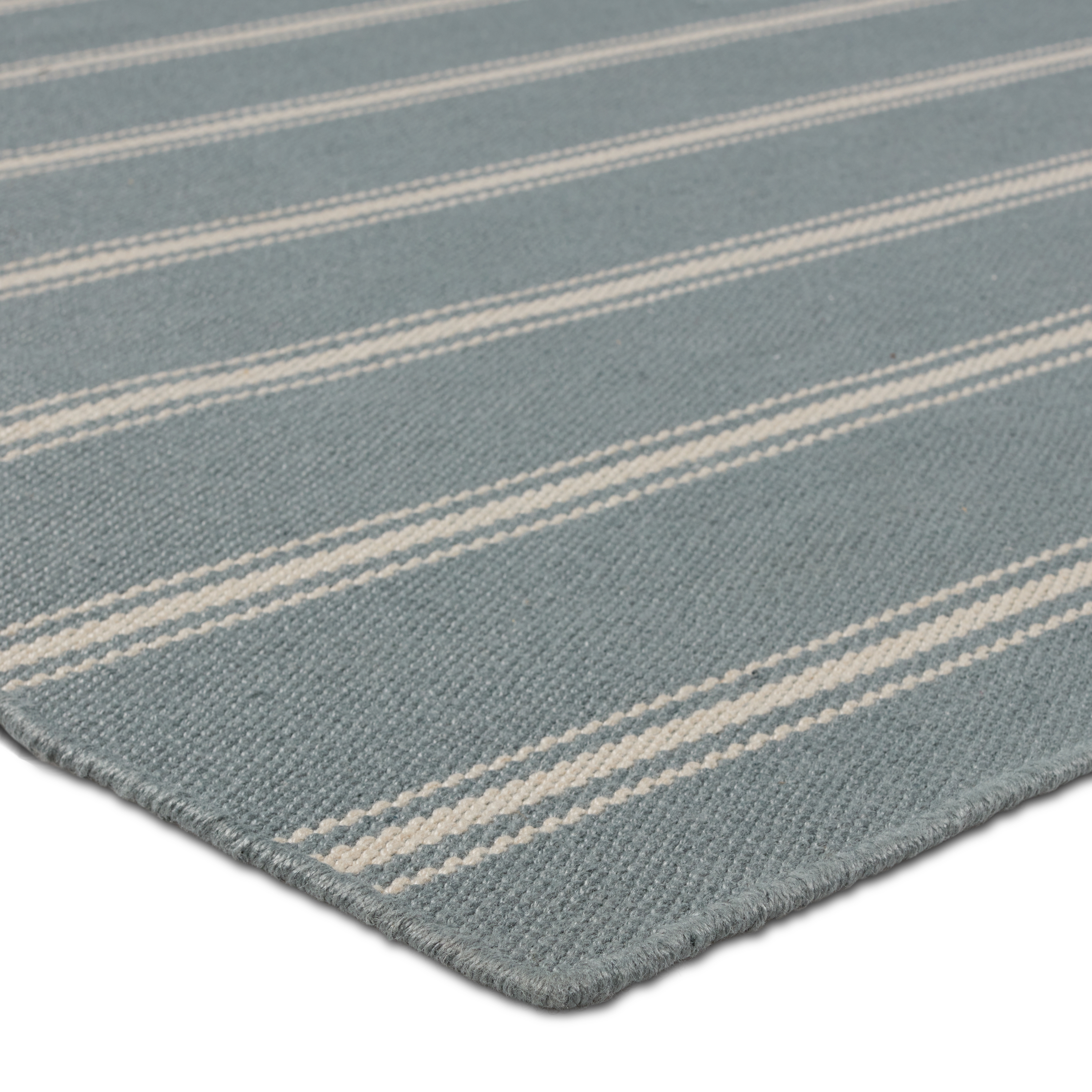 Barclay Butera by Memento Handmade Indoor/Outdoor Striped Slate/ Ivory Area Rug (18"X18") - Image 1