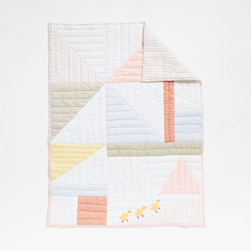 Pata Sunwashed Patchwork Organic Cotton Reversible Baby Crib Quilt - Image 3