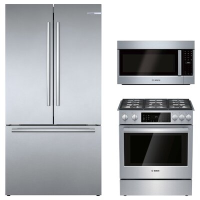 800 Series 3 Piece Kitchen Package with French Door Refrigerator & 30" Slide-In Dual Range - Image 0