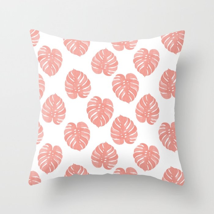 Monstera House Plant Minimal Watercolor Painting Trendy Gifts For Anyone Leaves Tropical Beach Throw Pillow by Charlottewinter - Cover (16" x 16") With Pillow Insert - Outdoor Pillow - Image 0