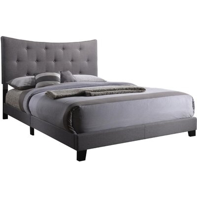 Queen Bed In Gray Fabric - Image 0