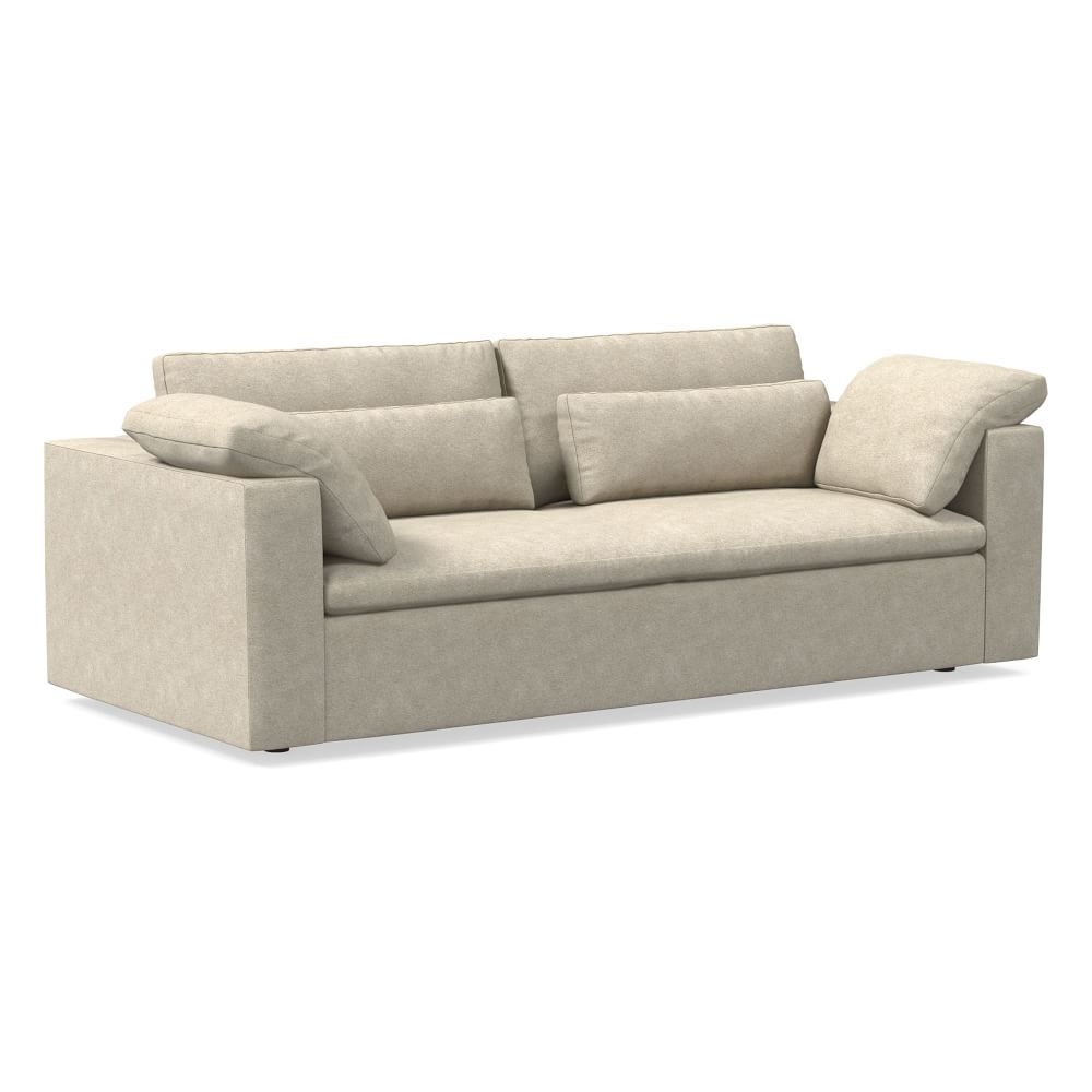 Harmony Modular 92" Bench Cushion Sofa, Standard Depth, Distressed Velvet, Dune - Image 0