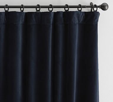 Velvet Twill Curtain, 50" x 108", Navy - Image 0