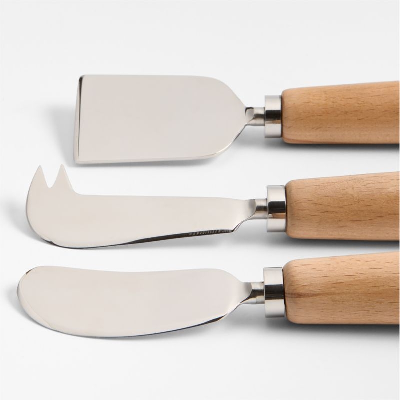 Madeira Oak Wood Cheese Knives, Set of 3 - Image 1