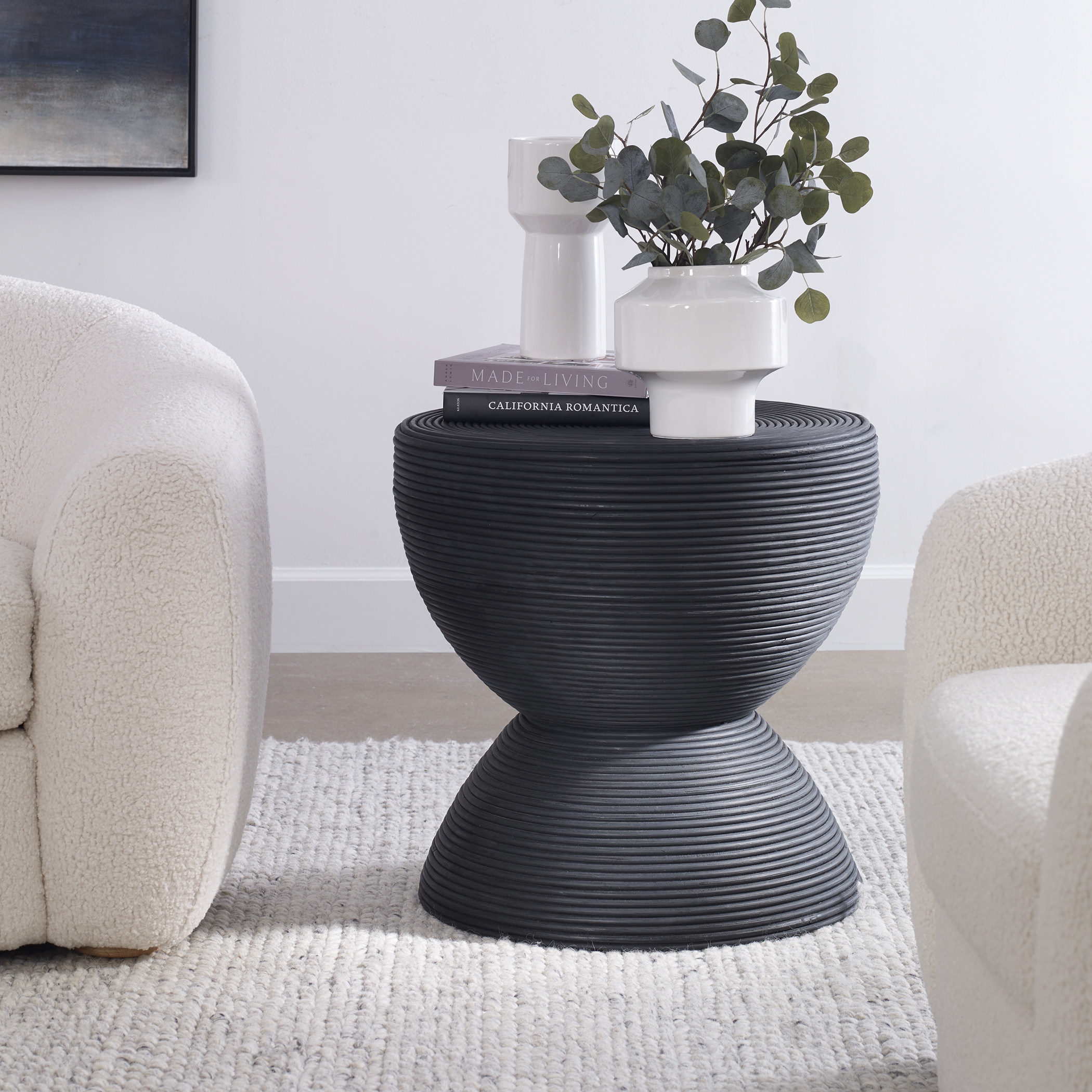 Bongo Black Rattan Side Table - Image 2