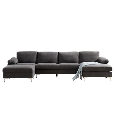 RELAX LOUNGE Convertible Sectional Sofa Black Fabric - Image 0