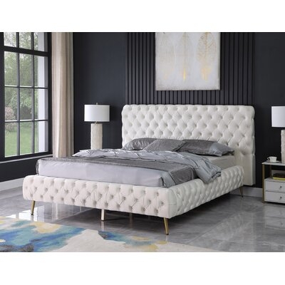 Zabel Tufted Upholstered Low Profile Platform Bed - Image 0
