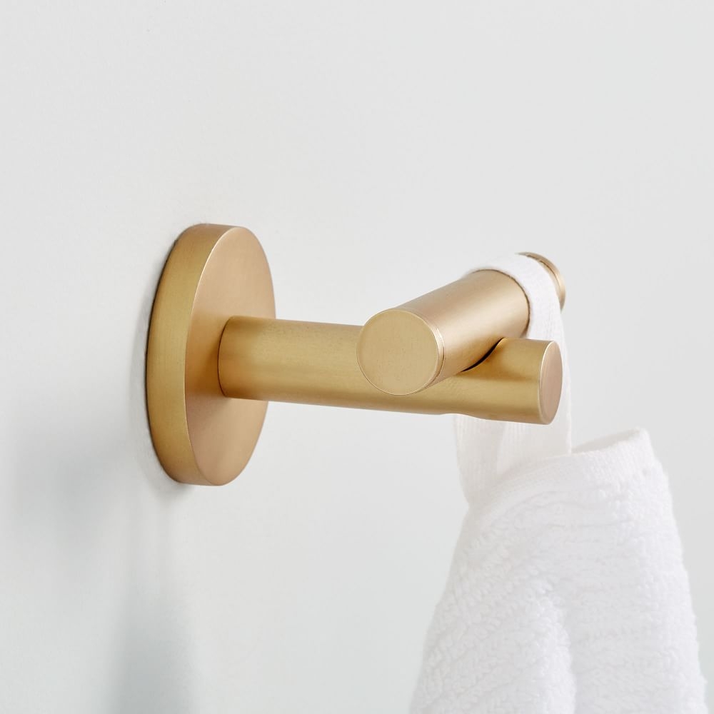 Modern Overhang Towel Hook, Antique Brass - Image 0