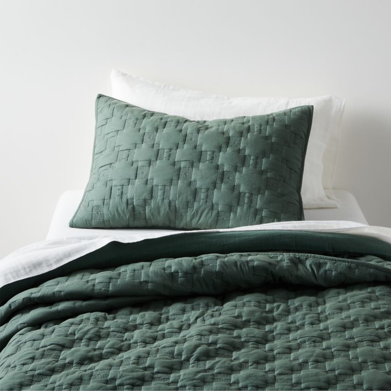 Supersoft Pine Green Organic Cotton Gauze Kids Twin Duvet Cover - Image 2