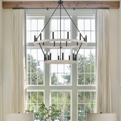 Cecily 20 - Light Candle Style Wagon Wheel Chandelier - Image 0