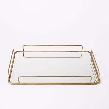Fishs Eddy Gilded Cafe Mirror Tray, Large, 12" W x 18" L - Image 0