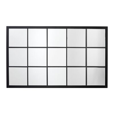 Mirror With Sleek Grid Design Metal Frame, Black - Image 0