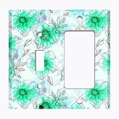 Metal Light Switch Plate Outlet Cover (Watercolor Flowers Green - Single Toggle Single Rocker) - Image 0