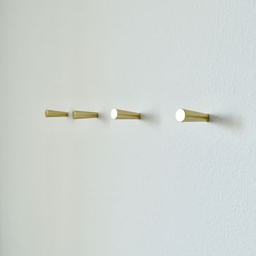 Modern Home Brass Cone Wall Hooks, Brass, Set Of 4 - Image 2