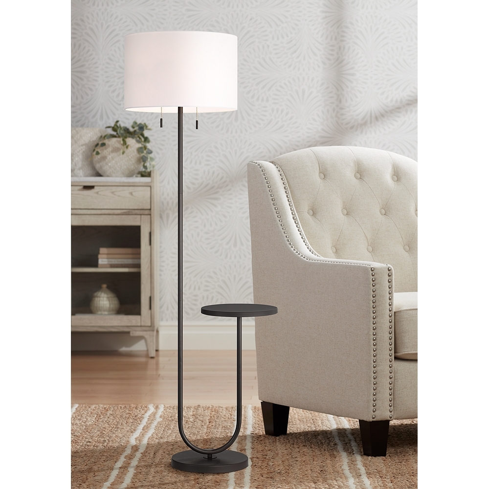 360 Lighting Deva 61" High Modern Bronze Side Table Floor Lamp - Image 0