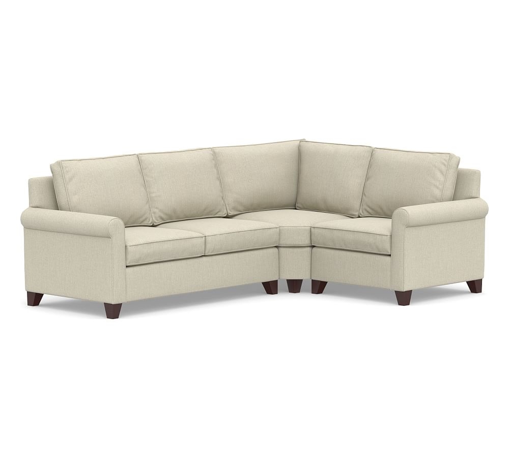 Cameron Roll Arm Upholstered Left Arm 3-Piece Wedge Sectional, Polyester Wrapped Cushions, Chenille Basketweave Oatmeal - Image 0