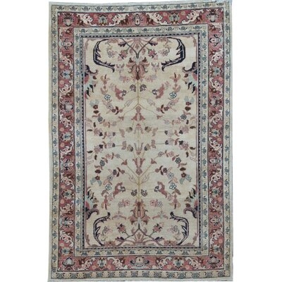 One-of-a-Kind Hand-Knotted Red 4'11" x 7'5" Wool Area Rug - Image 0