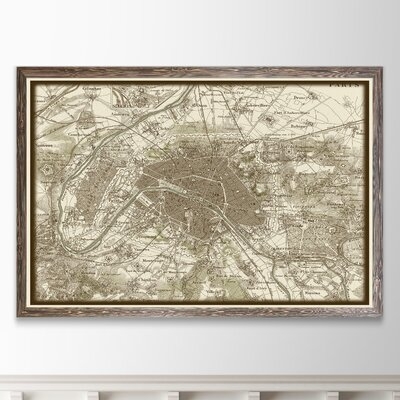'Custom Sepia Map of Paris' by Paul Cezanne - Picture Frame Painting Print - Image 0