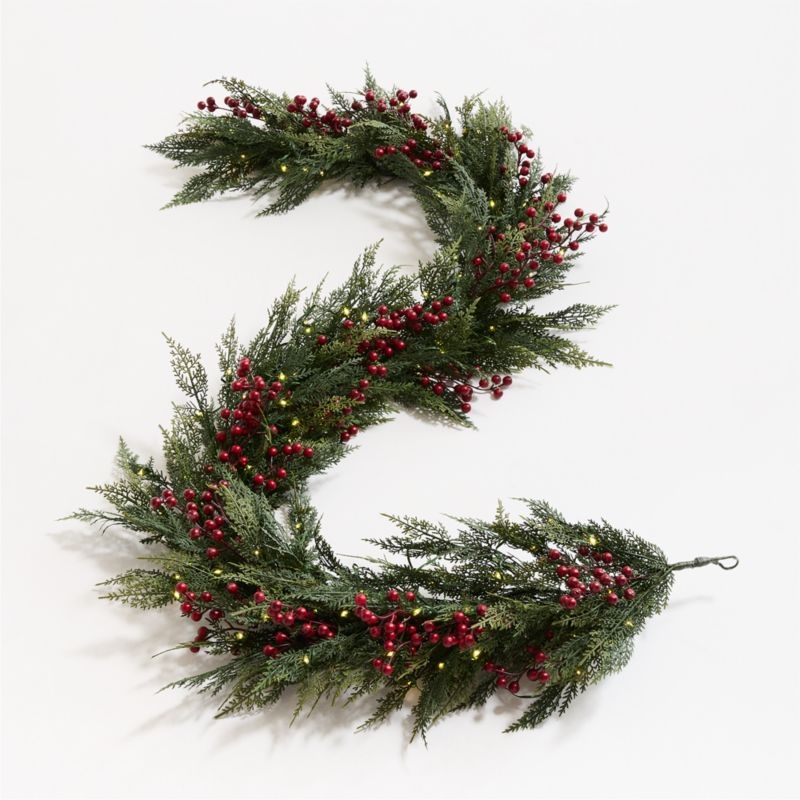 Faux Pre-Lit Hemlock & Berry Garland 6' - Image 2