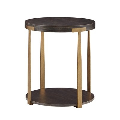 Kirkus Espresso Finish Antique Brass T-Brace End Table - Image 1