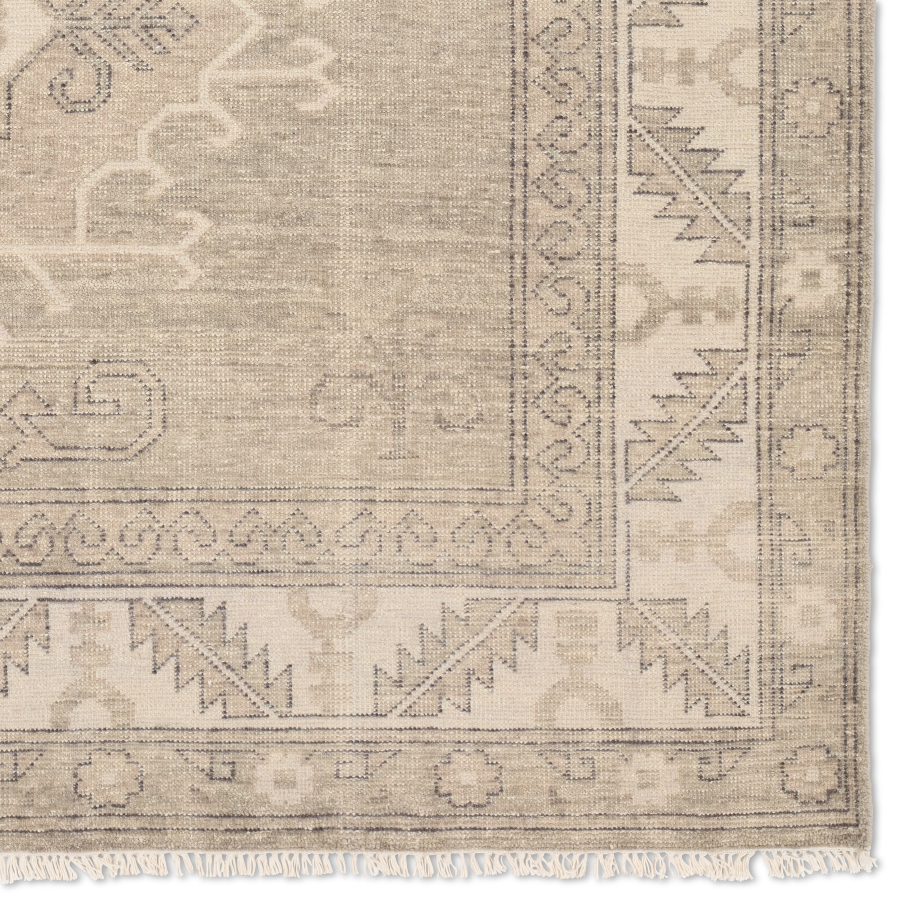 Famille APL01 Handknotted Medallion Tan Area Rug (6'x9') - Image 3