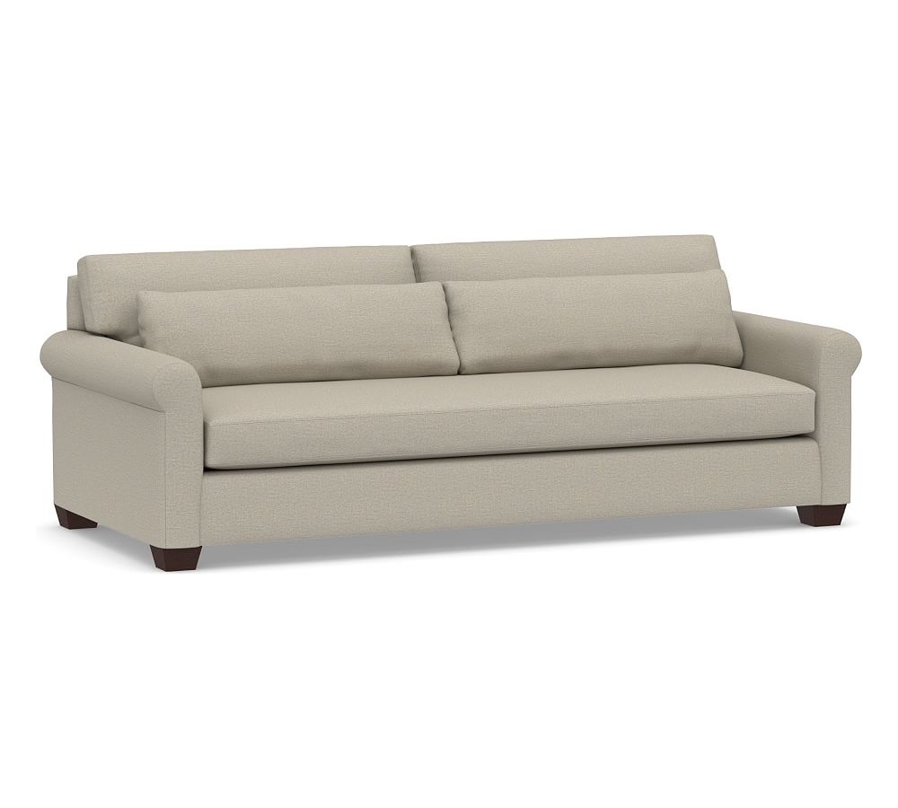 York Roll Arm Upholstered Deep Seat Grand Sofa 2X1, Down Blend Wrapped Cushions, Performance Boucle Fog - Image 0