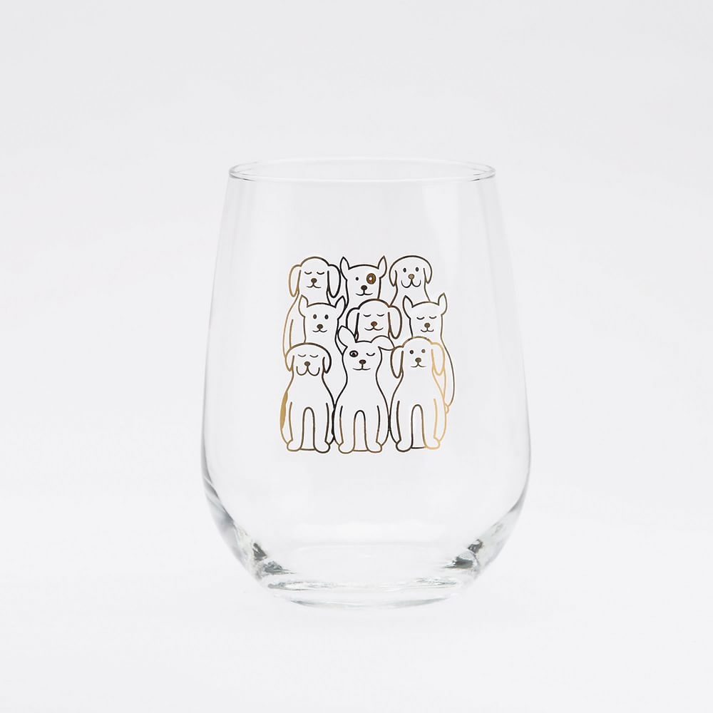 Dog Stemless Wine Glass Gold - Image 0