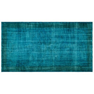 One-of-a-Kind Hand-Knotted 1960s Turkish Turquoise 5'3" x 9'8" Area Rug - Image 0