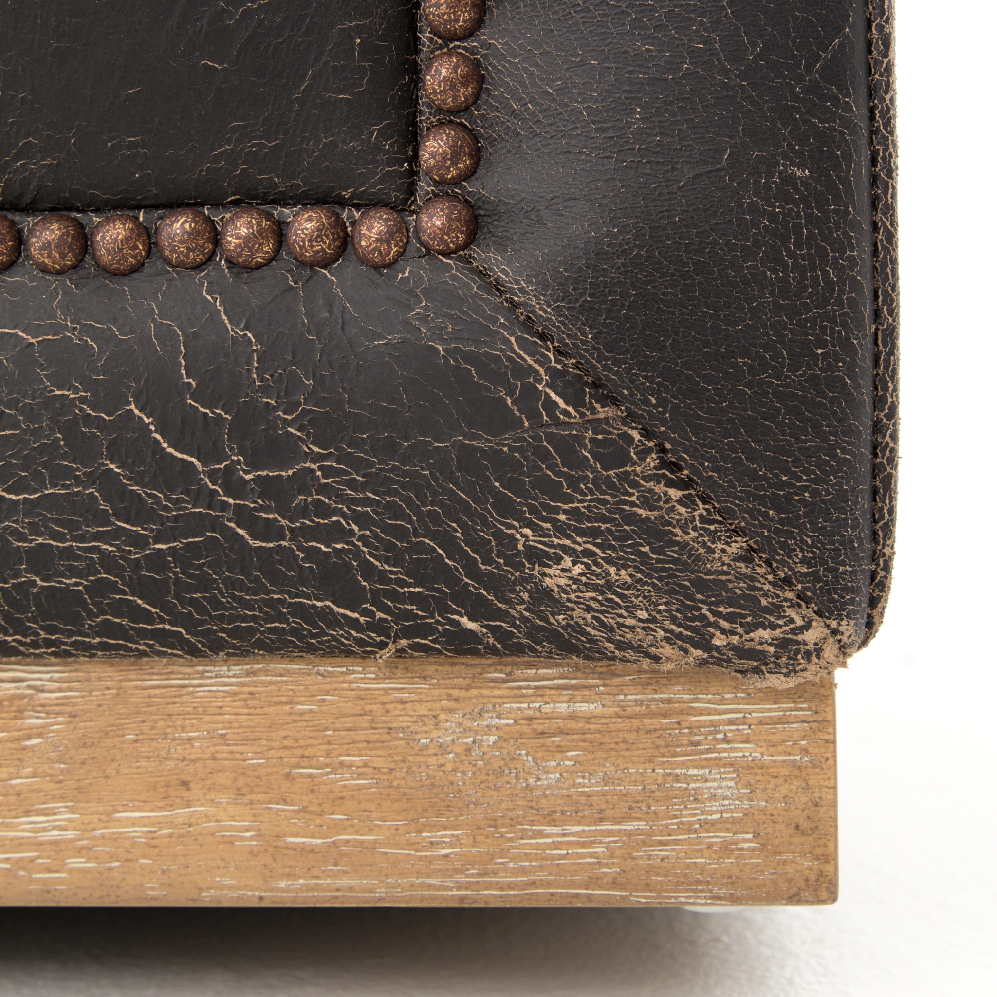 Afia Leather Sofa, Distressed Black - Image 6