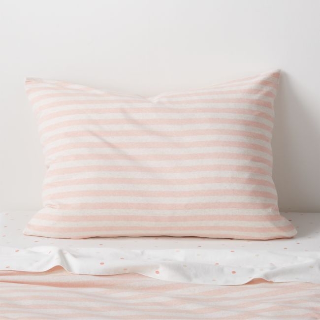Comfy Tee Pink Stripe Organic Cotton Jersey Kids Pillow Sham - Image 0