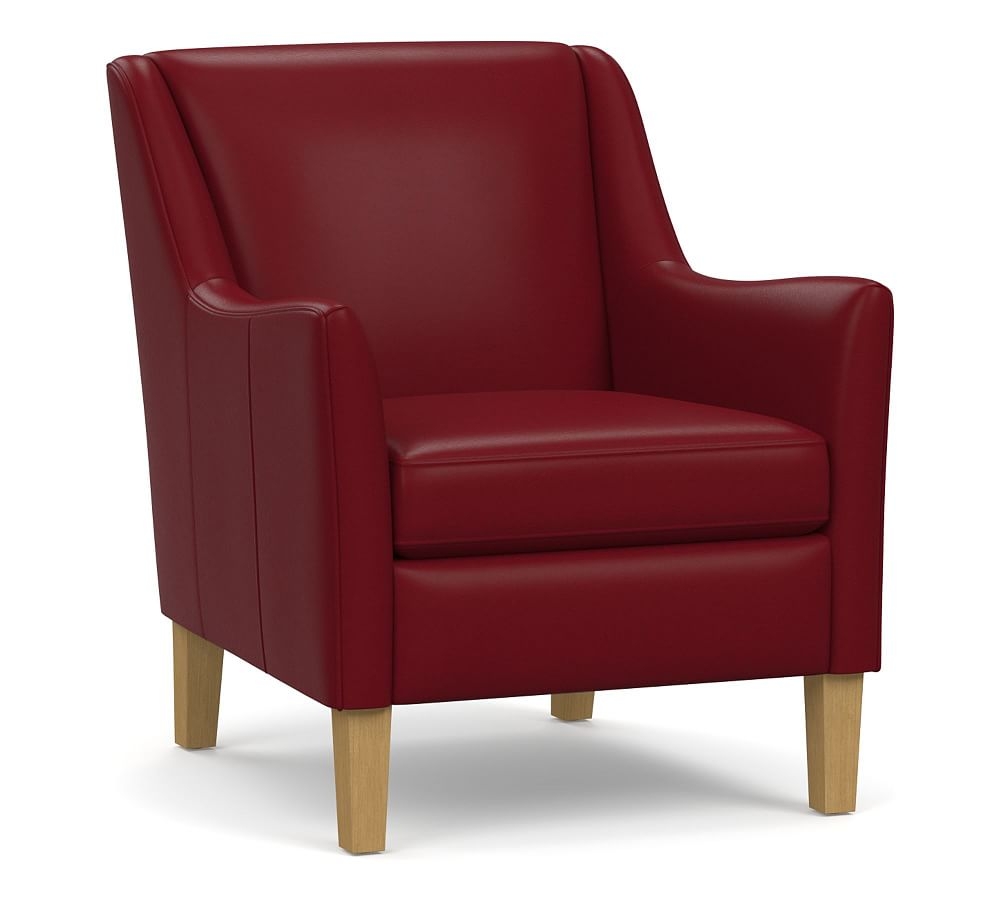 Amelia Leather Armchair, Polyester Wrapped Cushions, Signature Berry Red - Image 0