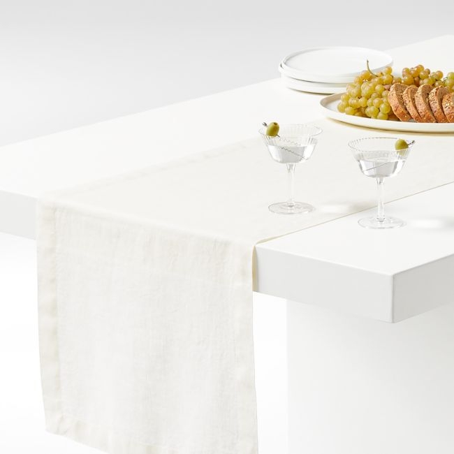 Marin 90" Arctic Ivory EUROPEAN FLAX ™-Certified Linen Runner - Image 0