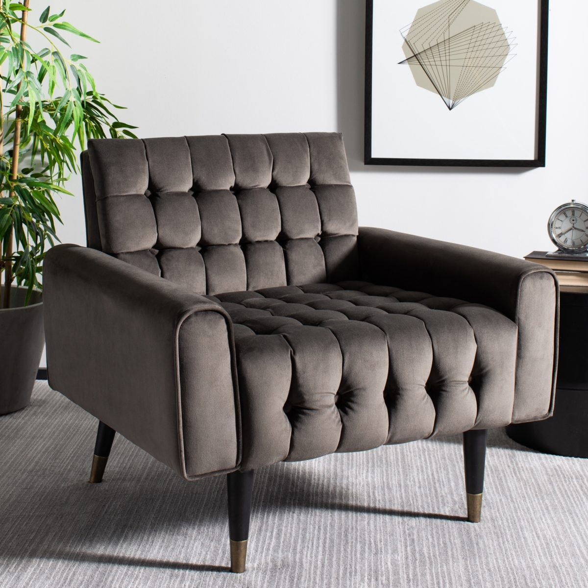 Amaris Tufted Accent Chair - Shale / Black - Safavieh - Image 1