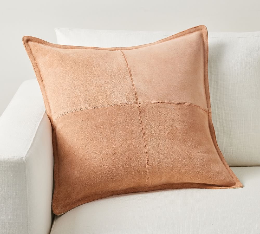 Pieced Suede Pillow & Down Alternative Insert Bundle, 20", Clay - Image 0