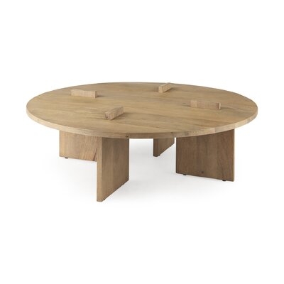 Drumfane 48.0" X 48.0" X 15.3" Light Brown Wood Round Coffee Table - Image 0