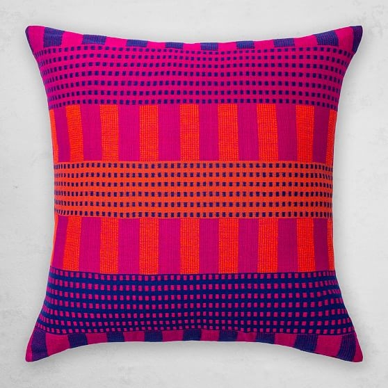 Bole Road Textiles Pillow, Gey, Fuchsia - Image 0