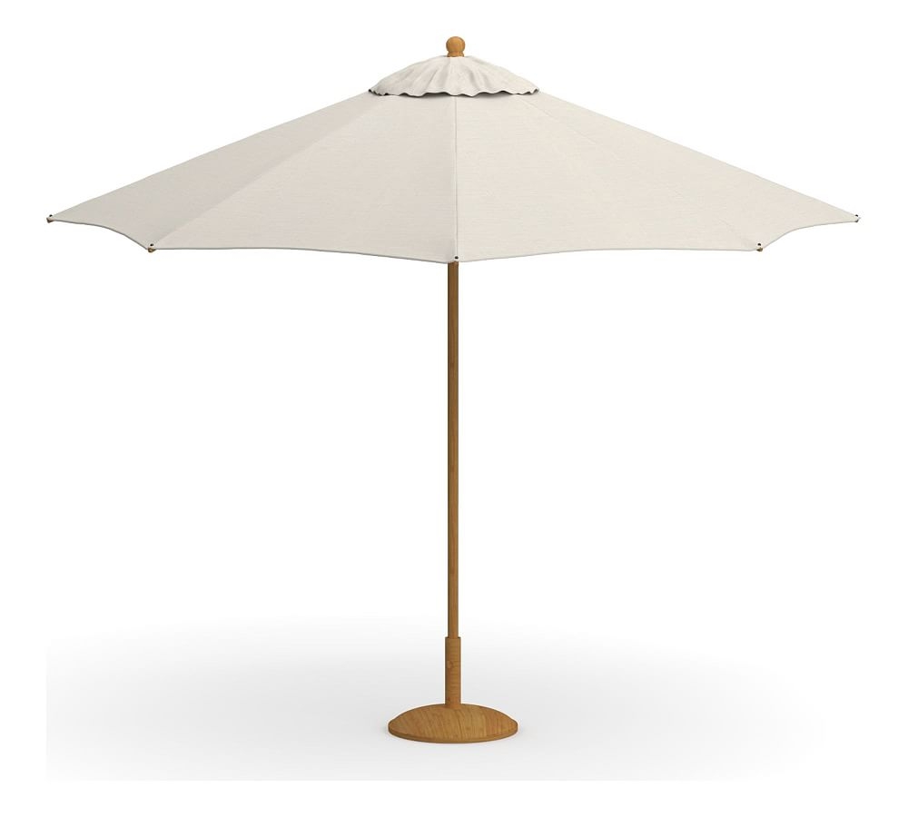 Premium 9' Round Umbrella with Teak Tilt Pole, Sunbrella(R); Thatch Salt - Image 0