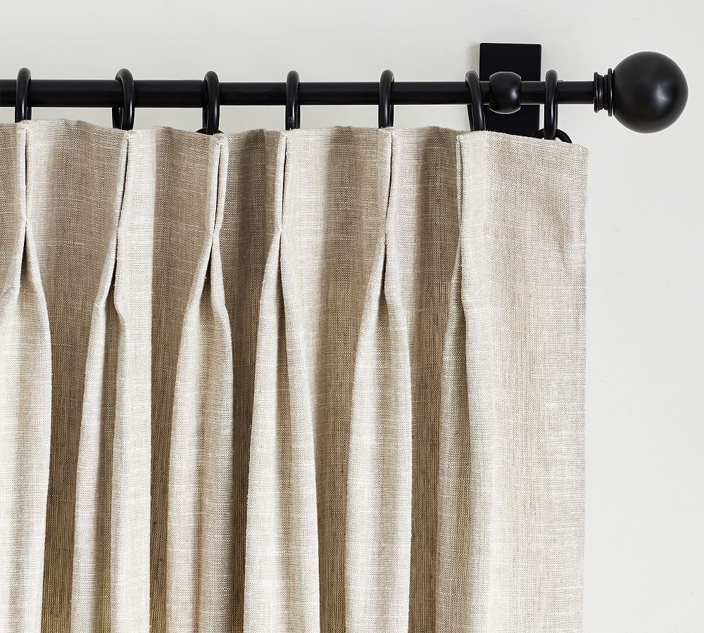 Emery Linen Pinched Pleat Curtain, 50 x 96", Oatmeal - Image 0