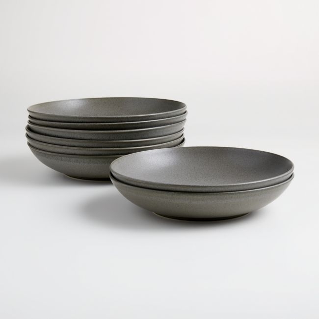 Craft 10" Charcoal Grey Low Bowls, Set of 8 - Image 0