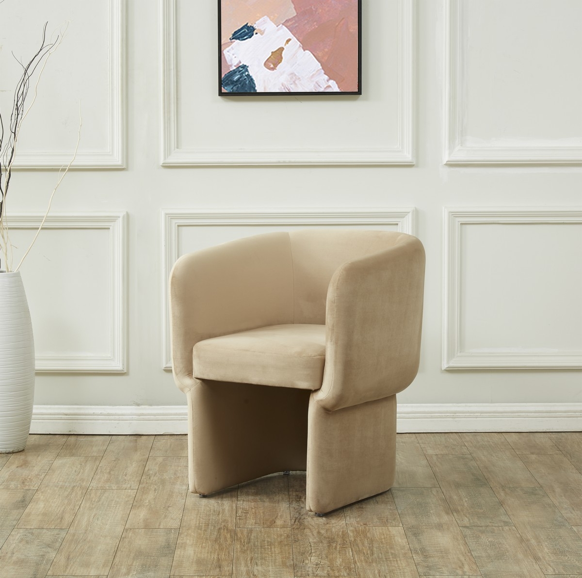 Wally Velvet Dining Chair - Light Brown - Image 1
