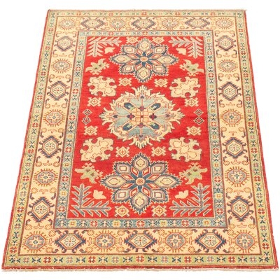 One-of-a-Kind Gissel Hand-Knotted 2010s Uzbek Gazni Green/Ivory/Red 4'9" x 6'6" Wool Area Rug - Image 0